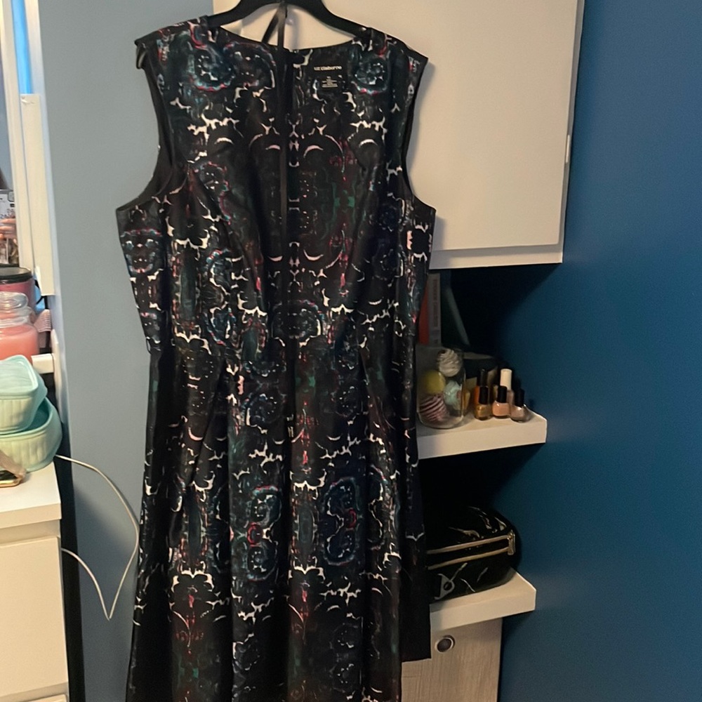 Black white pink green tye dye mini dress with belt size 12
